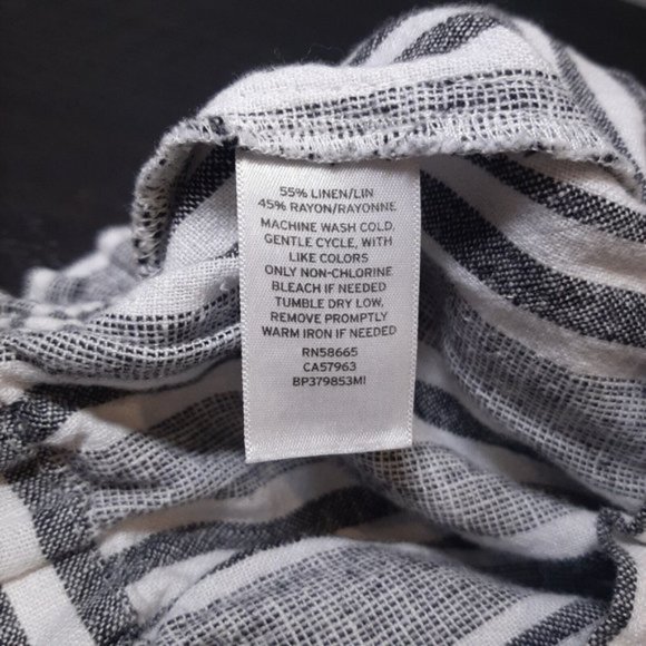 BP Linen Baja Shorts Womens Size Small Gray High Waist Pull On Chino Striped - Picture 8 of 9